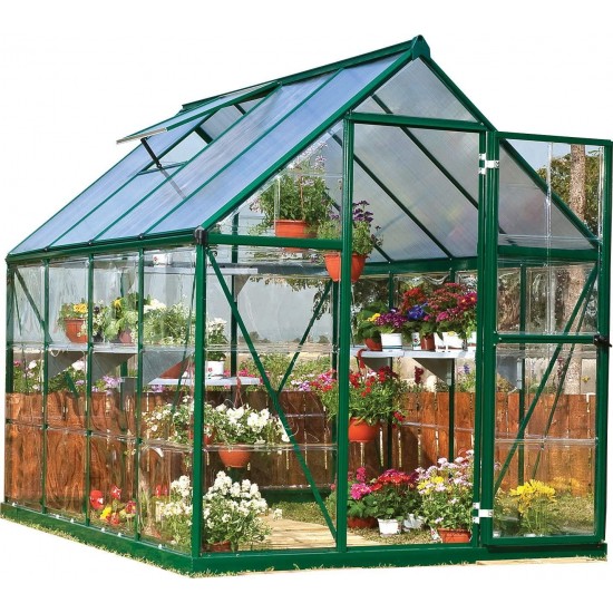 Palram HG5508G Hybrid Hobby Greenhouse, 6' x 8' x 7', Forest Green