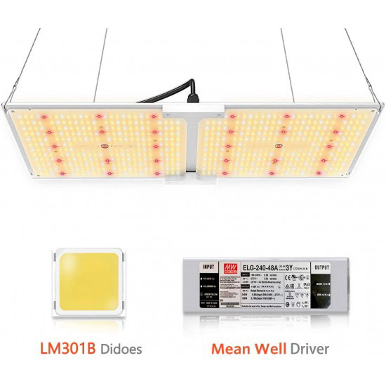 Spider Farmer SF-2000 LED Grow Light with LM301B Diodes & Dimmable MeanWell Driver Commercial White Grow Lights for Indoor Plants Full Spectrum for Greenhouse Hydroponic Veg Flower 606pcs LEDs