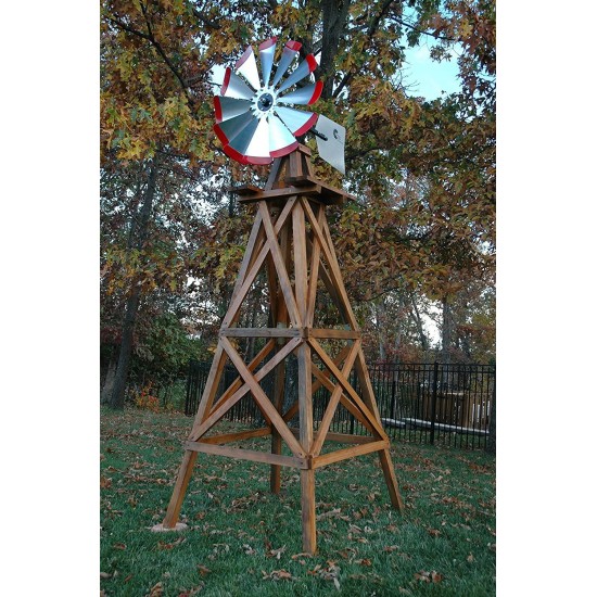 Outdoor Water Solutions BYW0136 10-Feet Wood Backyard Windmill