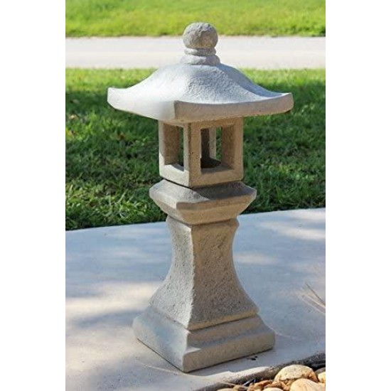 Pagoda Concrete Lantern, 3-Piece Grey/Gray Finish Outdoor Garden Statue Sale